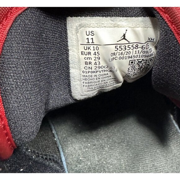 Air Jordan 1 Low Reverse Bred Men’s Size 11 553558-605 Shoes Black Red - Picture 8 of 9